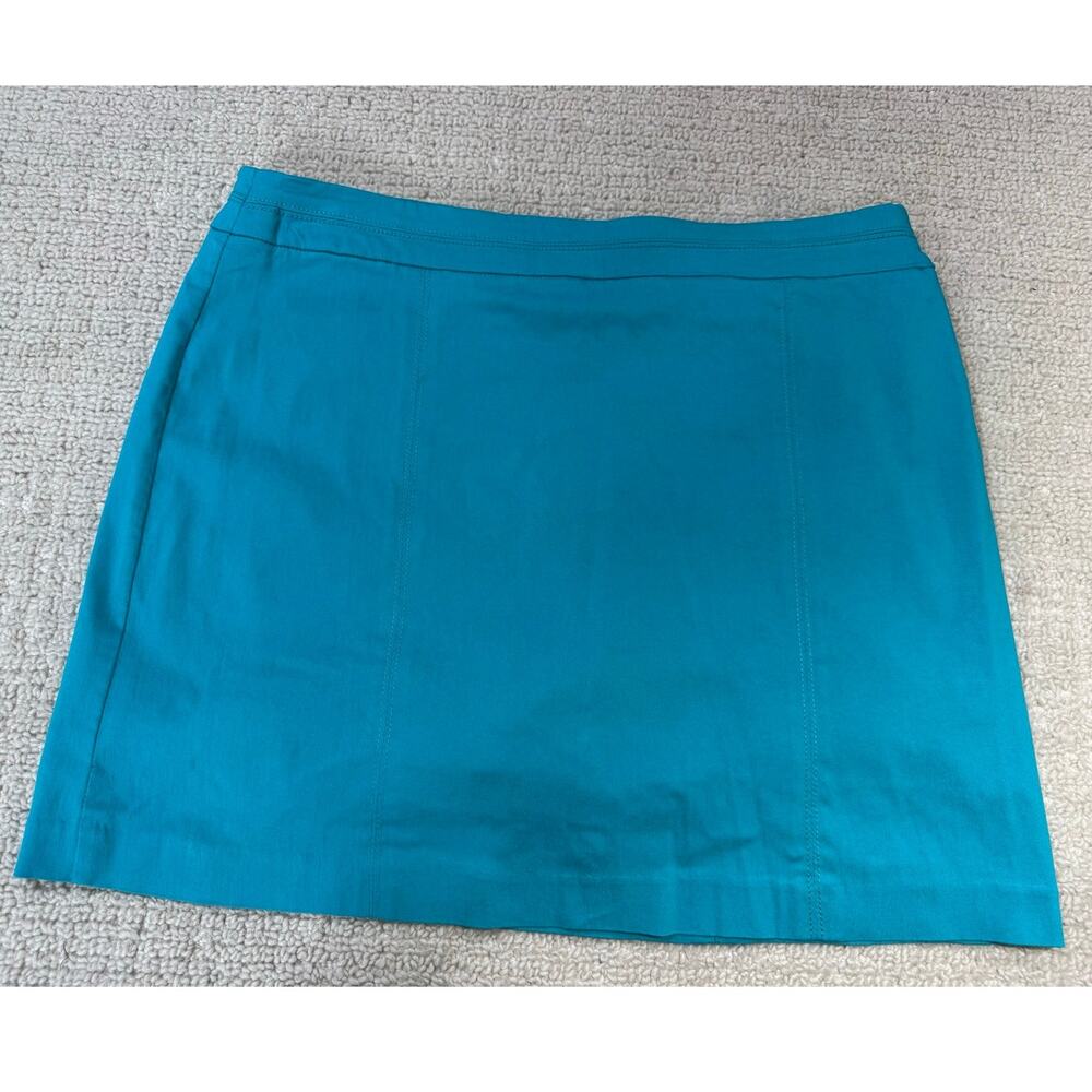 Kim Rogers Womens 14 Skort Teal Turquoise Stripe Pull On Stretch Skirt Preppy